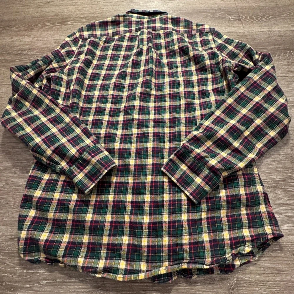 J‎ Crew Shirt Mens Medium Green Plaid Brushed Twill Slim Fit Flannel OCBD Preppy